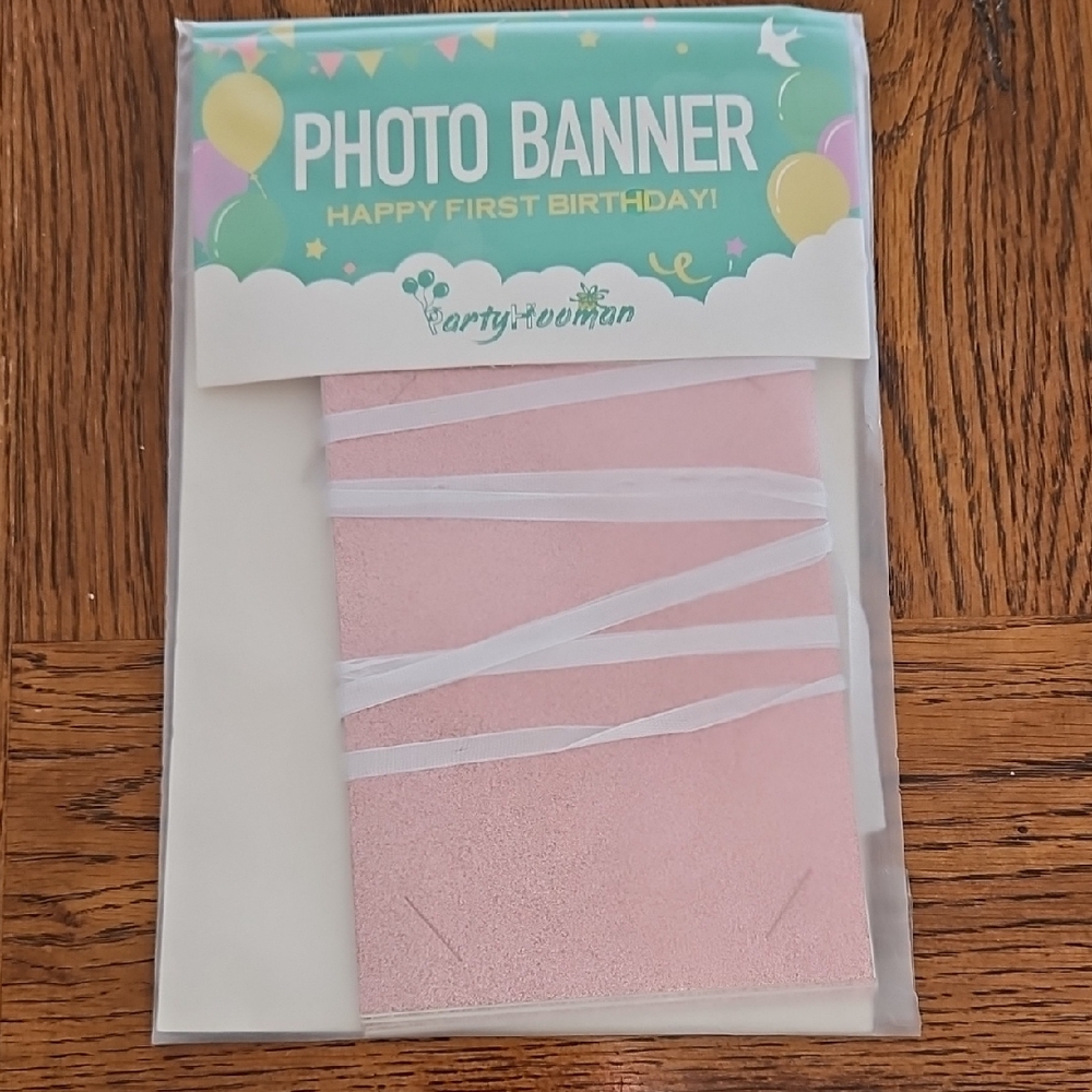 Pink First Birthday Photo Banner
